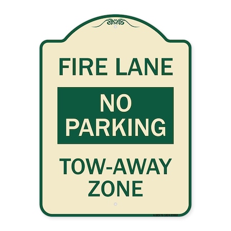 Signmission Fire Lane No Parking Tow-Away Zone Heavy-Gauge Aluminum Architectural Sign, 24" x 18", TG-1824-23992 A-DES-TG-1824-23992